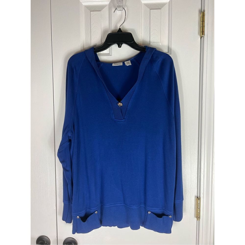 Chico's Vibrant Blue V-Neck Sweatshirt